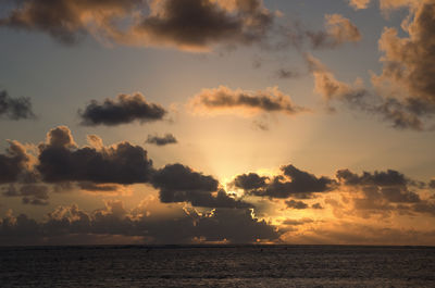 Scenic view of sea against sky at sunset