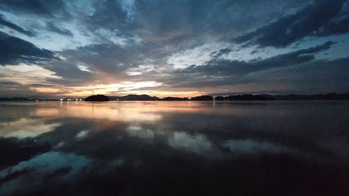 Scenic view of sea against dramatic sky