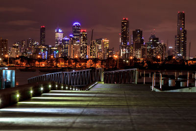 Illuminated city at night