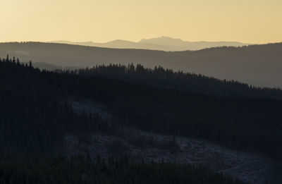 Scenic view of landscape against sky during sunset