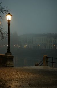 Illuminated street light at night