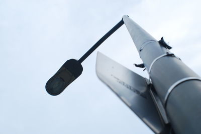 Low angle view of street light against clear sky