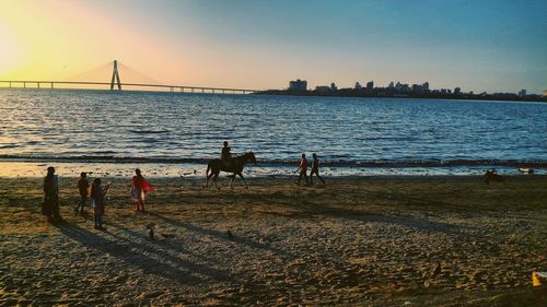 Scenic view of sea at sunset