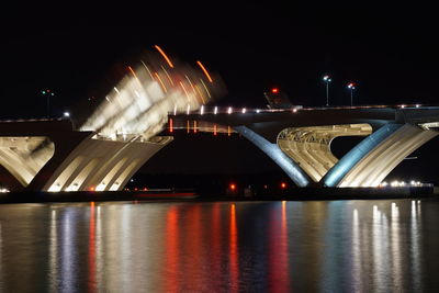 Bridge over river at night