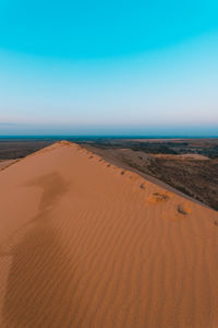 Scenic view of beach against clear sky