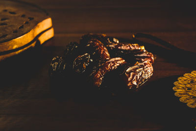 High angle view of food on table