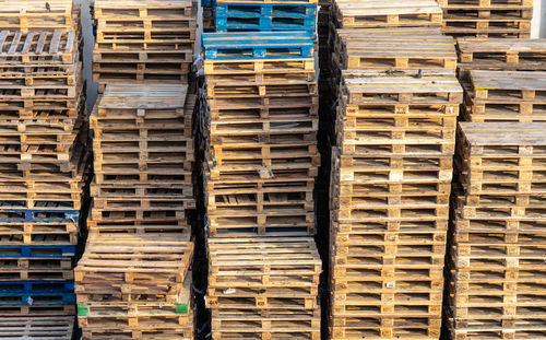 Full frame shot of euro pallets 