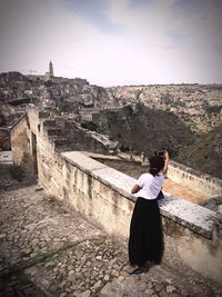 Rear view of woman looking at view