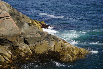 High angle view of rocky coastline