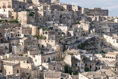 High angle view of buildings in city