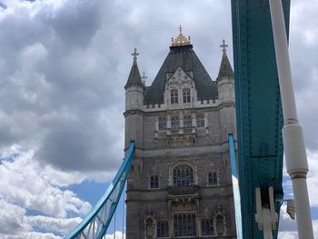 Low angle view of building against cloudy sky
