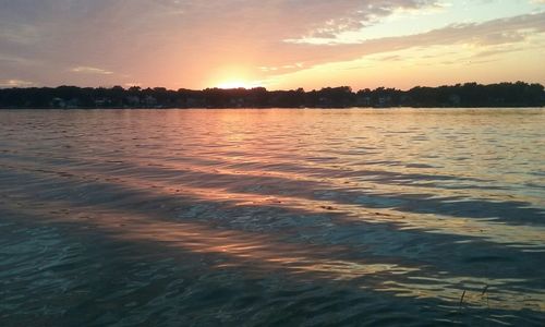 Scenic view of sea at sunset