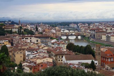 High angle view of townscape against sky
