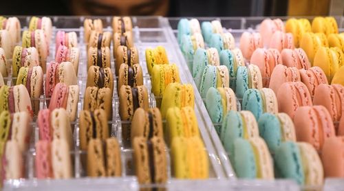 Close-up of multi colored candies in store