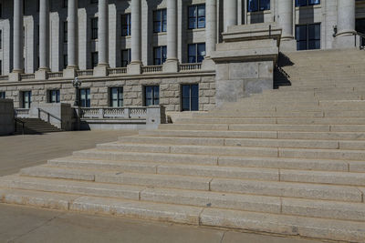 Front of the capitol, government building on a sunny day in the usa.