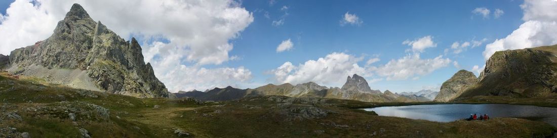 Panoramic view of majestic mountains against sky