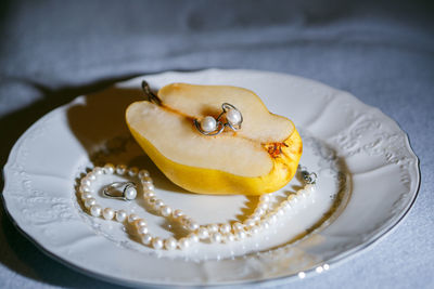 Close-up of cake served on plate
