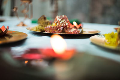 Close-up of food on table