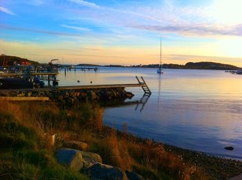 Scenic view of sea at sunset