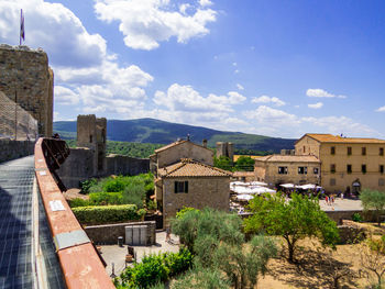 High angle view of townscape against sky