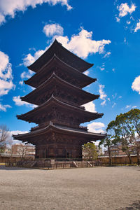 Low angle view of pagoda against sky