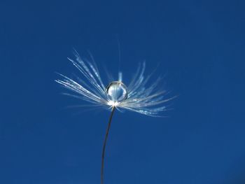 Low angle view of illuminated lighting against clear blue sky