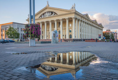 Building in city during rainy season