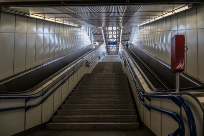 Beautiful view from the bottom of the metro stairway in vienna.