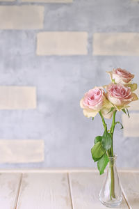 Bouquet of soft pink roses. romantic pastel background. bouquet pastel floral card