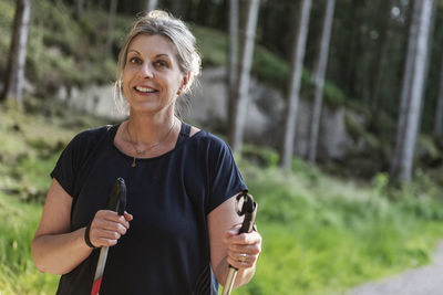 Woman nordic walking