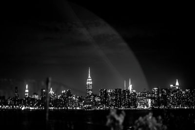 City lit up at night