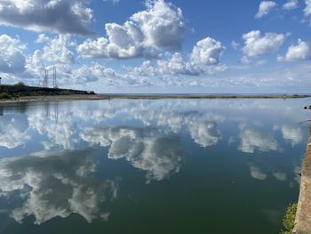 Panoramic view of lake against sky