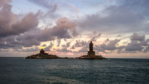 Scenic view of sea against sky during sunset