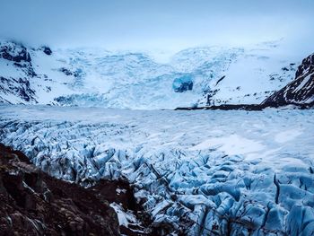 Scenic view of vatnajokull against sky