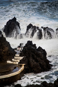 Scenic view of rocky beach