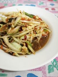 Close-up of noodles in plate