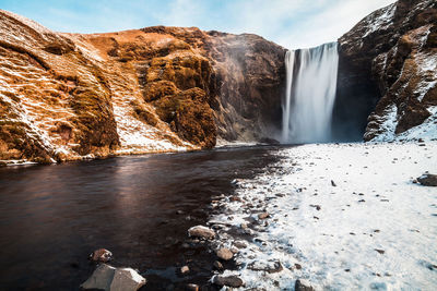 Scenic view of waterfall