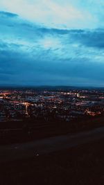 Aerial view of city at night