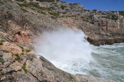 Scenic view of waterfall