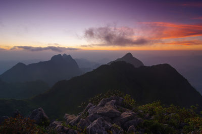 Travel viewpoint. doi luang chiang dao mountain sunset. chiang mai. thailand.