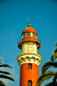 Low angle view of lighthouse against clear sky