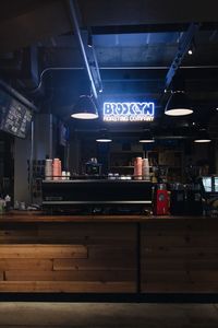 Interior of illuminated restaurant