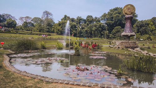 Scenic view of lake against sky
