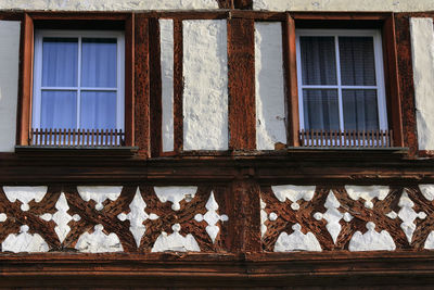 Low angle view of window on building