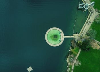 High angle view of water against clear sky