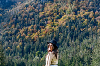 Portrait of a young woman, autumn, fall, nature, outdoors.