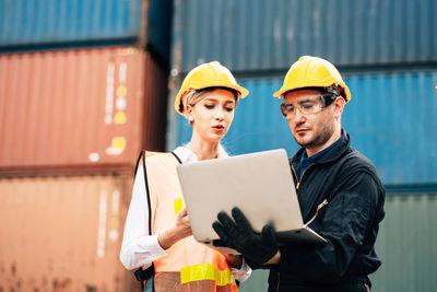 Man working with mobile phone