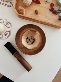 High angle view of bread on table