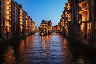 Canal passing through city buildings