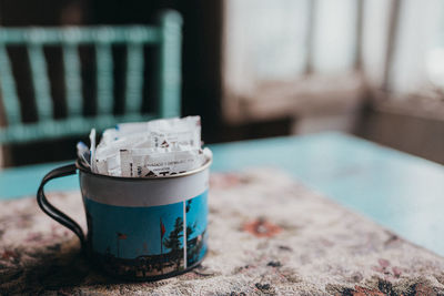 Close-up of drink on table